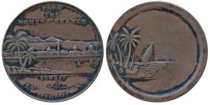 Bombay Presidency, (War & Relief Fund) Women's Branch, Copper, obv. trees and a sailboat, 