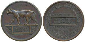 Army Rifle Association India, Copper Medal, 18.57g, obv. Lioness with N.I.R.A. (North Indi