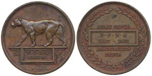 Army Rifle Association India, Copper Medal, 80.8g, obv. Lioness with N.I.R.A. (North India