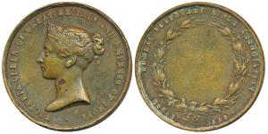 Bombay Volunteer Rifle Association, Copper Medal, 32.09g, obv. bust of Victoria to left, r