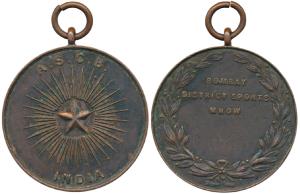 Army Sports Control Board, Copper Medal, rev. Bombay District Sports Mhow within wreath. A