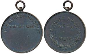Army Sports Control Board A.S.C.B., Copper Medal, 27.5g, obv. A.S.C.B. India within laurel