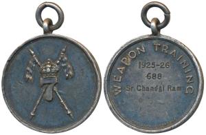 Silver Medal, obv. two crossed flag staffs with a number 7 surmounted by a crown, rev. Wea