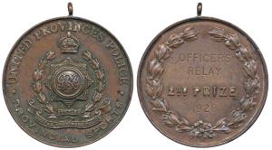 United Provinces Police Medal, Copper Medal, 25.7g, obv. star within wreath surmounted by 
