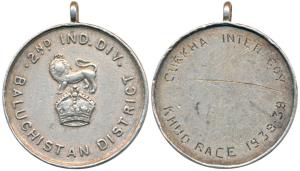 Baluchistan District, Silver Medal, 18.35g, 2nd Division, awarded to Gurkha 2nd inter comp