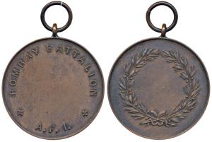 Bombay Battalion Auxiliary Force India, Copper Medal, rev. laurel wreath. Extremely Fine, 