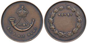 Great Indian Peninsula Railway Regiment, 1st Battalion, rev. wreath. Extremely Fine, Rare.