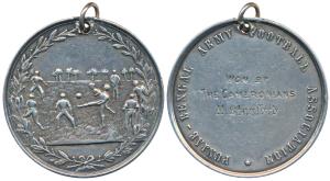 Punjab-Bengal Army Football Association, Silver Medal, 28.38g, rev. a group playing Footba