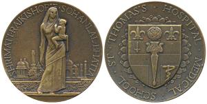 St Thomas's Hospital Medical School, Bhatia Medal, Bronze, obv. an Indian woman in a sari 