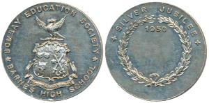 Barnes High School, Silver Medal, 28.8g, Bombay Educational Society, obv. the arms of the 