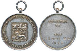 University of Bombay, Silver Medal, 15.25g, Inter Collegiate Sports, obv. arms of the Univ