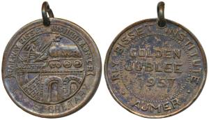 Railway Bisset Institute, Copper Medal, Ajmer, Golden Jubilee, 1957, rev. Ex Secretary eng