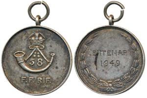 58 Frontier Force Rifles, Silver Medal, 12.3g, obv. arms surmounted by a crown, rev. Cente