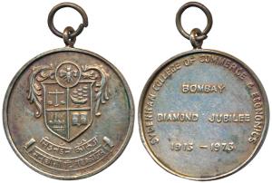 Sydenham College of Commerce & Economics, Bombay, Silver Medal, 13.1g, Diamond Jubilee, 19