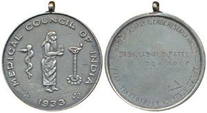 Medical Council of India, 1933, Silver Medal, 46g, rev. Hari Om Ashram Alembic Research Aw