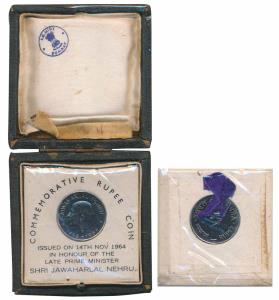 1964 Uncirculated set, Birth Anniversary of Jawaharlal Nehru, set of 1, Rupee 1. In very n