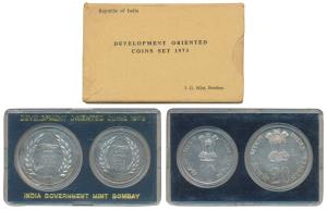 1973 Uncirculated Set, Grow More Food, set of 2, Rupees 10 and 20. In immaculate condition