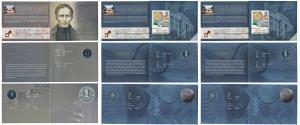 All single commemorative coins in mint packaging, all Rupees 2, 2009 Sir Louis Brailee; 20