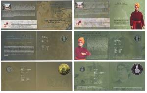All single commemorative coins in mint packaging, all Rupees 5, 2011, 100 Years of Indian 
