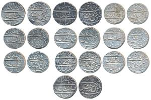 Muhammad Shah, Silver Rupee (10), Dar-ul-Khilafat Shahjahanabad Mint, AH 1133/2, 1134/4, 1