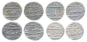 Aurangzeb, Silver ½ Rupee (2), Surat Mint, AH1116/4, 1099/31; Muhammad Shah, Silver ½ Rupe