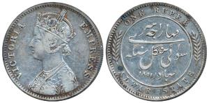 Mangal Singh, Silver Rupee, with the name and portrait of Victoria Empress, 1891 AD (KM 46