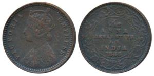 Narayan Rao (1864-1892), Copper 1/12 Anna, with the name and portrait of Victoria Empress,