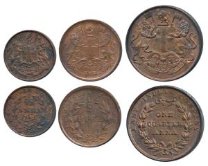 Copper 1/12 Anna, 1835, Madras Mint; ½ Pice, 1853, Calcutta Mint (Prid 159), Copper ¼ Anna