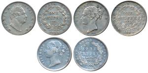 William IV, Silver Rupee, 1835; Victoria Queen, Silver Rupee, 1840, continuous & divided l
