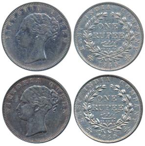 Victoria Queen, Silver Rupee, 1840, continuous legend, Madras Mint, English Head, S incuse