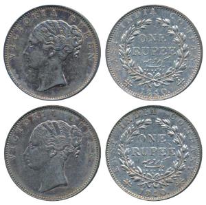 Victoria Queen, Silver Rupee, 1840, continuous legend, Madras Mint, English Head, S incuse