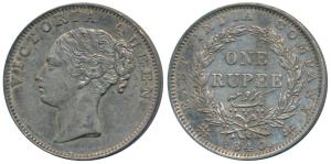 Victoria Queen, Silver Rupee, 1840, continuous legend, Madras Mint, English Head with comp