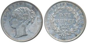 Victoria Queen, Silver Rupee, 1840, continuous legend, Madras Mint, English Head with Comp