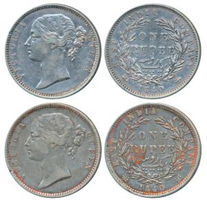 Victoria Queen, Silver Rupee, 1840, divided legend, Madras Mint, WWB raised, No dot after 