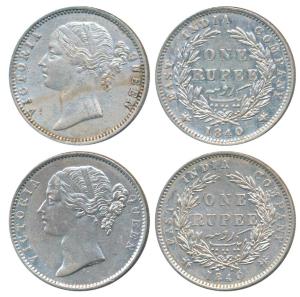 Victoria Queen, Silver Rupee, 1840, divided legend, Madras Mint, WWB raised, No dot after 