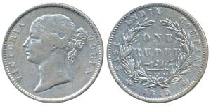 Victoria Queen, Silver Rupee, 1840, divided legend, Calcutta Mint, Mule, WW raised, 25 Ber