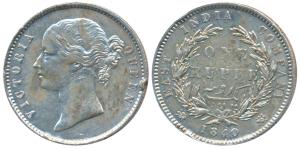 Victoria Queen, Silver Rupee, 1840, divided legend, Calcutta Mint, Mule, WW raised, 25 Ber