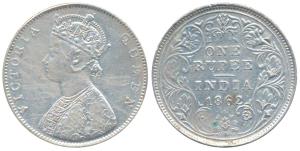 Victoria Queen, Silver Rupee, 1862, Bombay Mint, D / II, double lines to the curves of the