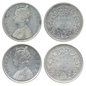 Victoria Queen, Silver Rupee, 1862, Bombay Mint, 1862, B/11/1/0, (Prid 69). Fine and Very 