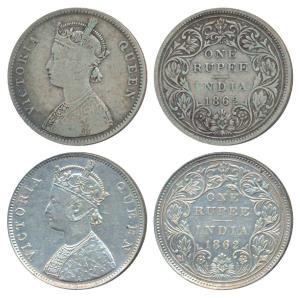 Victoria Queen, Silver Rupee, 1862, Bombay Mint, 1862, B/11/1/0, (Prid 69); 1862, Bombay M
