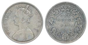 Victoria Queen, Silver Rupee, 1862, Bombay Mint, B / II / 0 / 5, Unlisted Pridmore. Fine.