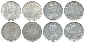 Victoria Queen, Silver Rupee, 1862, Bombay Mint, B / II / 0 / 3, (Prid 77). Fine to Extrem