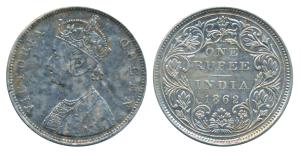 Victoria Queen, Silver Rupee, 1862, Bombay Mint, B / II / 3 / 0, Unlisted in Pridmore. Abo