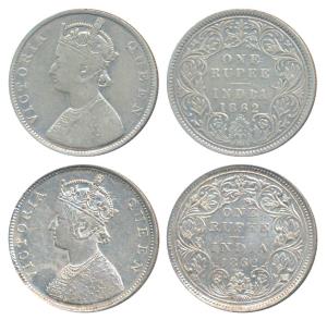 Victoria Queen, Silver Rupee, 1862, Bombay Mint, B / I / 0 / 4, (Prid 80); 1862, Bombay Mi