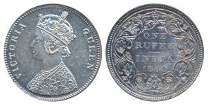 Victoria Queen, Silver Rupee, 1862, Bombay Mint, A / II / 0 / 5, (Prid 85). About Uncircul