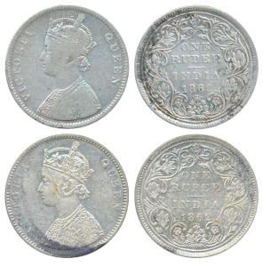 Victoria Queen, Silver Rupee, 1862, Bombay Mint, A / II / 0 / 5, (Prid 85). Fine and About