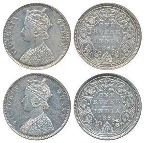Victoria Queen, Silver Rupee, Bombay Mint, 1862, A / II / 0 / 6, (Prid 86). Very Fine+ and