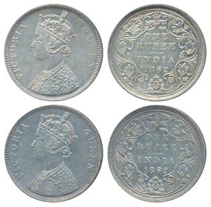 Victoria Queen, Silver Rupee, 1862, Bombay Mint, A / II / 0 / 7, with crescent (Prid 87); 