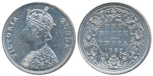 Victoria Queen, Silver Rupee, Bombay Mint, 1862, A / II / 0 / 10, (Prid 93). Very Fine.