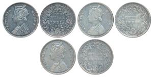 Victoria Queen, Silver Rupee, Bombay Mint, 1862, A / II / 0 / 10, (Prid 93). Fine to About
